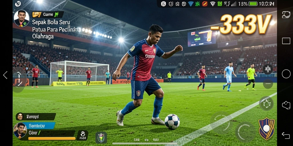 Screenshot gameplay <strong>333V</strong> yang menampilkan aksi seru di lapangan sepak bola.