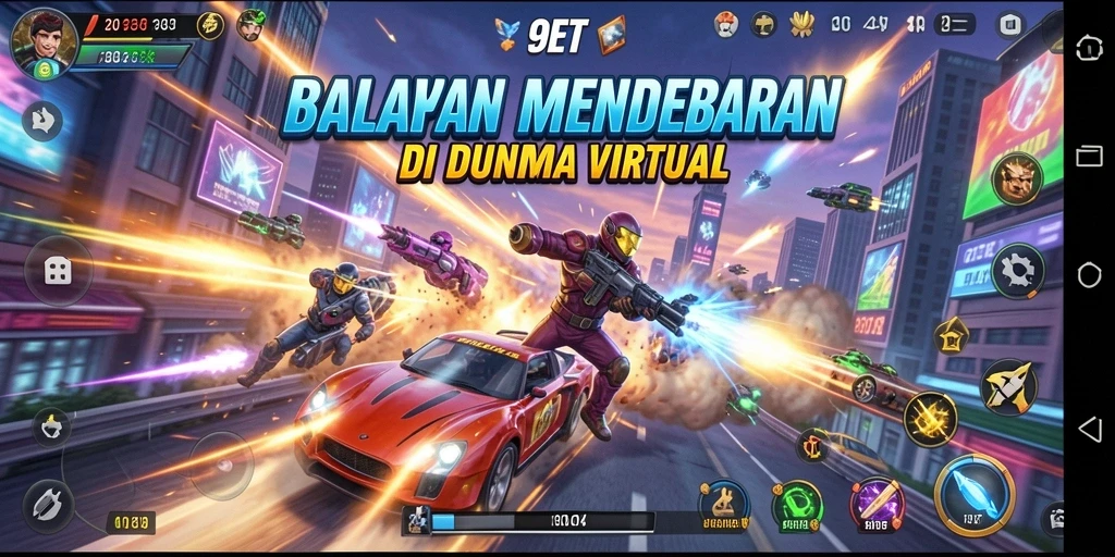 Screenshot gameplay 9ET menampilkan balapan seru dengan grafik menawan.