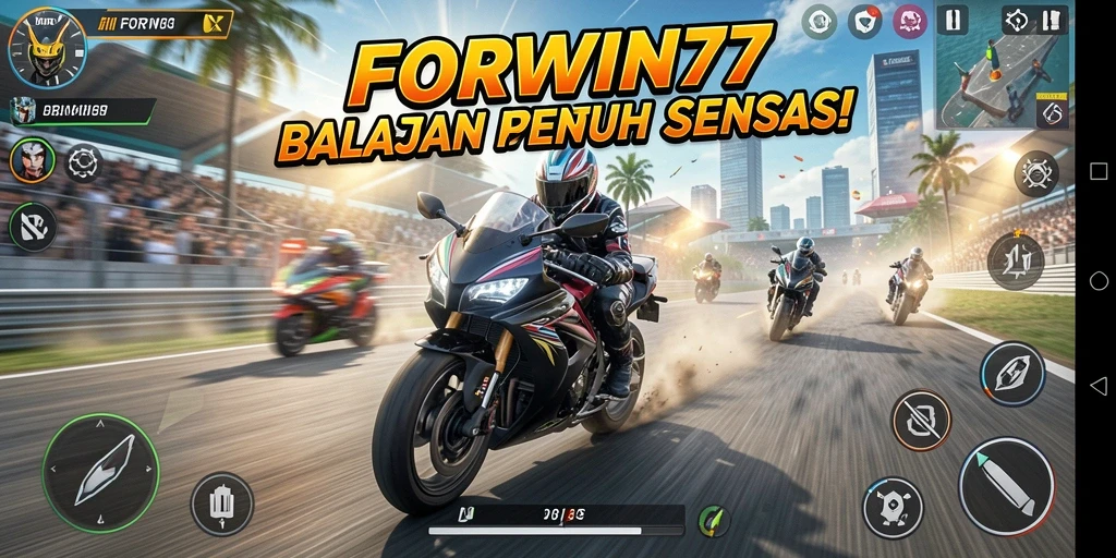 Tangkapan layar permainan FORWIN77 yang menarik dengan aksi balap motor.