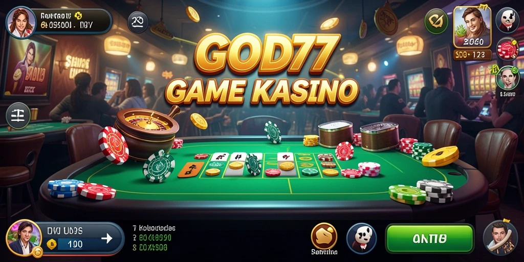 Screenshot dari gameplay <strong>GOD77</strong> yang menampilkan suasana kasino yang menegangkan.