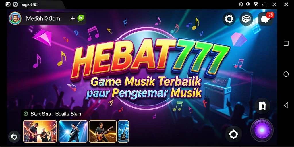 Screenshot gameplay HEBAT777 yang menunjukkan interaksi seru dengan musik.