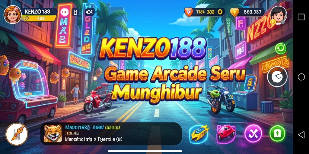 Tangkapan layar utama KENZO188 dengan aksi gameplay arcade yang mendebarkan.