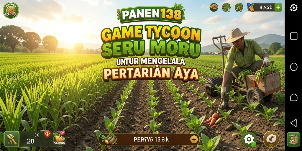 Screenshot gameplay PANEN138 menampilkan aktivitas pengelolaan pertanian yang seru.